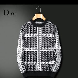 Dior Black and White Patterned Crewneck Sweater